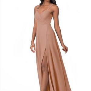 Azazie Nahrin Champagne Rose Bridesmaids Dress